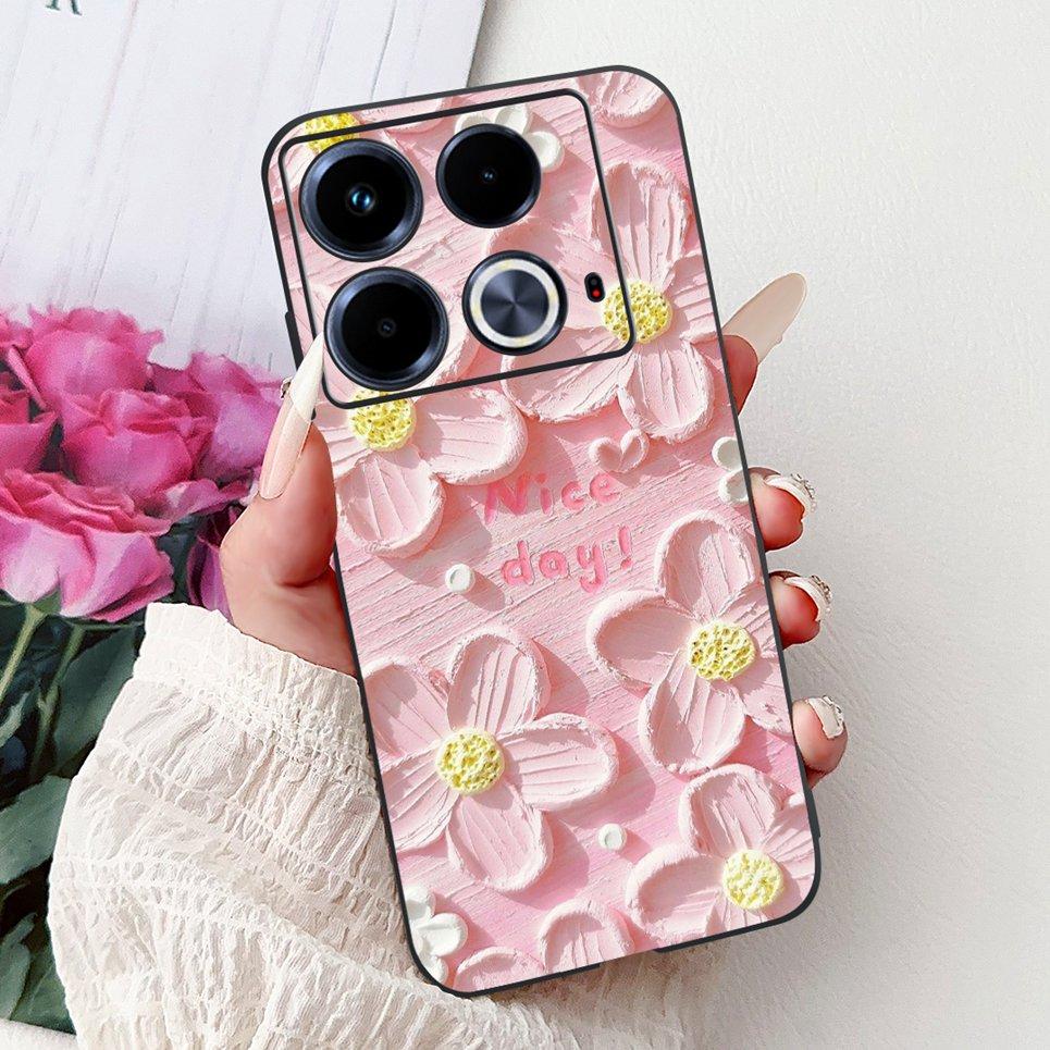 For Cover Infinix Note 40 40x 40Pro Plus Note40 Pro+ Phone Case Colorful Flower Butterfly Lxuru Women Fashion Soft Siliocne Etui