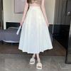 Elegant Jacquard Pleated Skirt for Petite Women - Elastic Waist, Slimming Design, Trendy Chinese Style