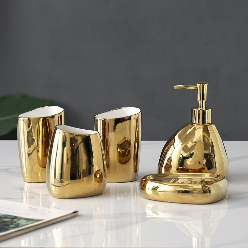 5pcs 1set Bathroom Wash Up Light Luxury Ceramic Accessories set,Soap Holder,mouthbrush Cup,storage Jar and Lotion Jarceramic Set for Toilet Supplies.