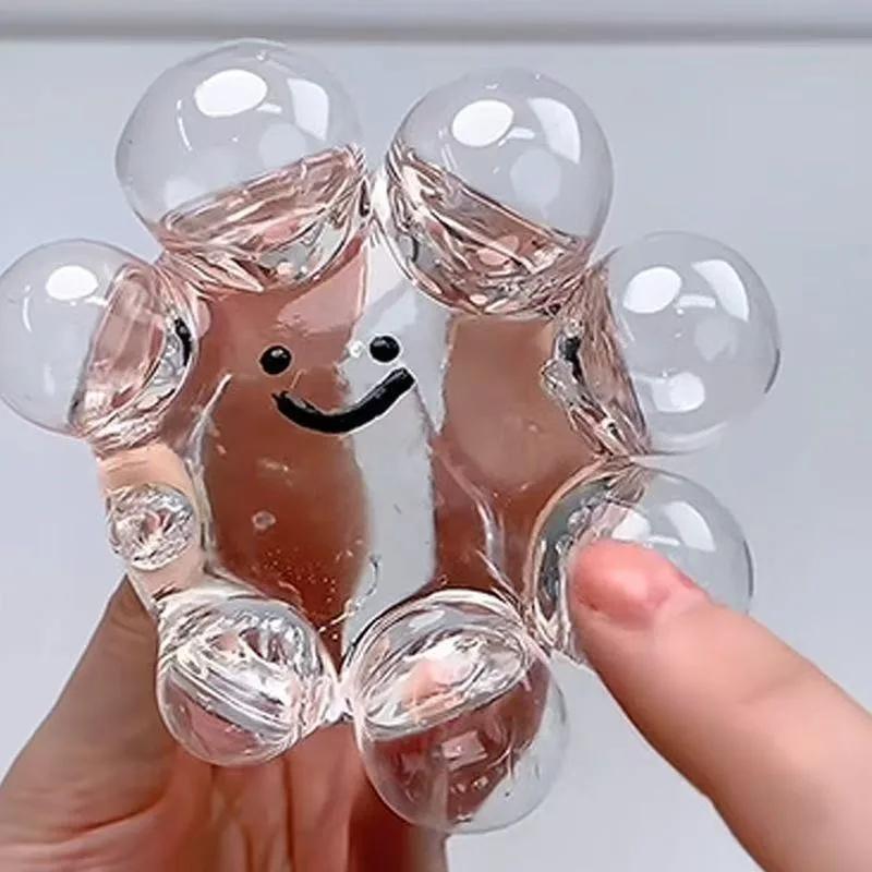 Squeeze Toy Adjustable Vacuum Squishy Stress Ball Toy for Stress Relief and Relaxation Transparent Bouncy Bubble Ball Party Gift