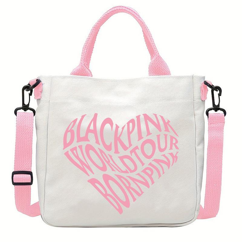 Rose Lisa Jennie Jisoo Printed Crossbody Bag Casual Canvas Shoulder Bags