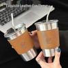 500ml Stainless Steel Coffee Travel Mug with Lid & Straw
