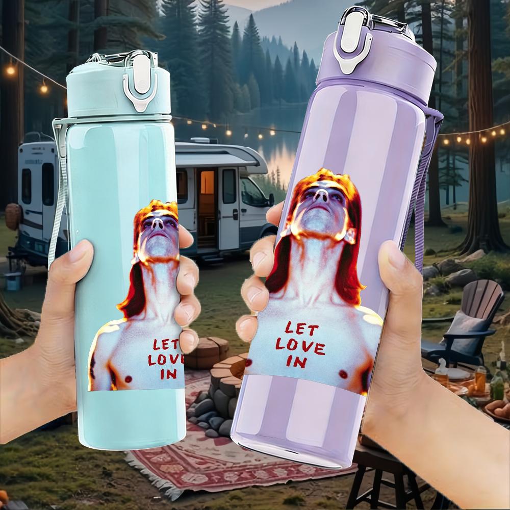 1PC Retro Red Head Female Minimalist Portrait Print 750ml Portable Sports Water Bottle Leakproof Gym Outdoor Travel Drink Cup