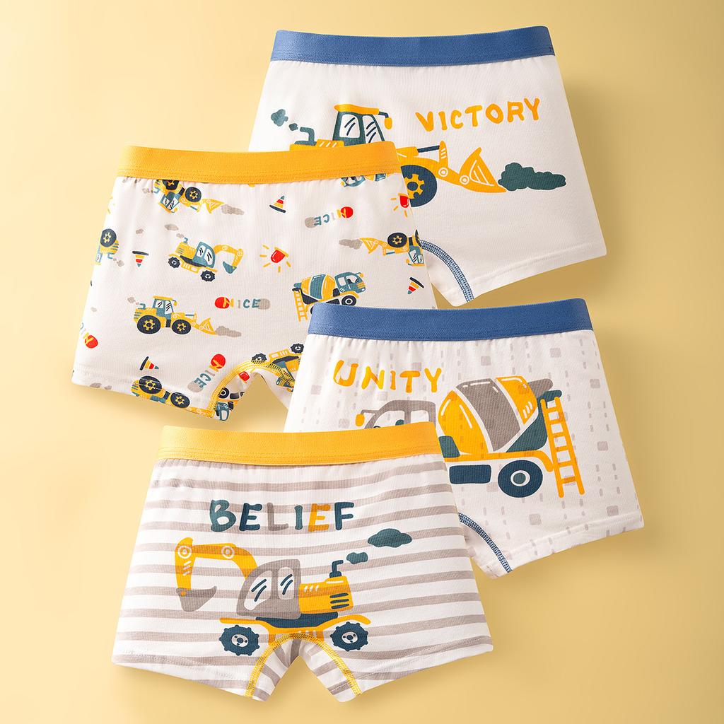 Boys' Boxer Briefs Boys' Toddler Personalized Printed Durable and Not Easily Deformed Underwear Truck Shorts Soft Cotton Cute Children's Underwear