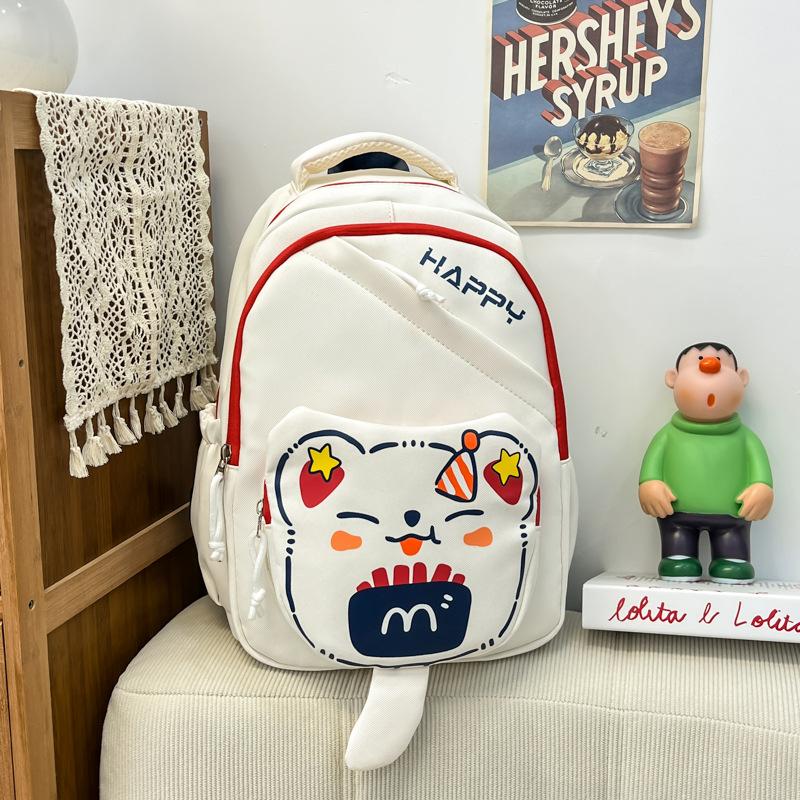 

Large Capacity Backpack Elementary School Students Junior High School Students High School Students Campus Cute Girl Backpack with pendant