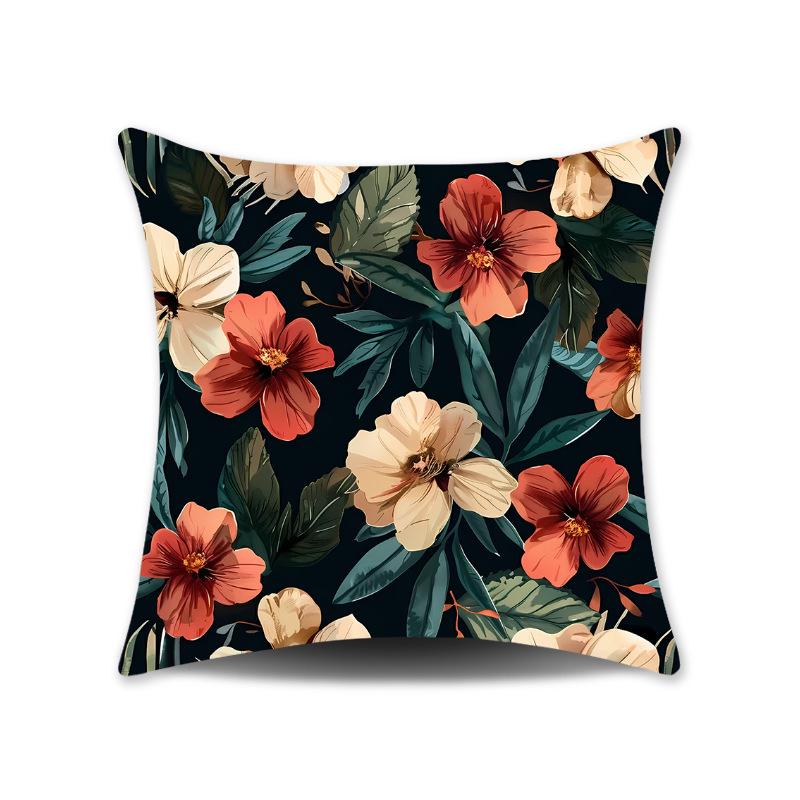 Natural Floral Print Throw Pillow Cover - Spring Design for Sofa, Bedroom, or Gift