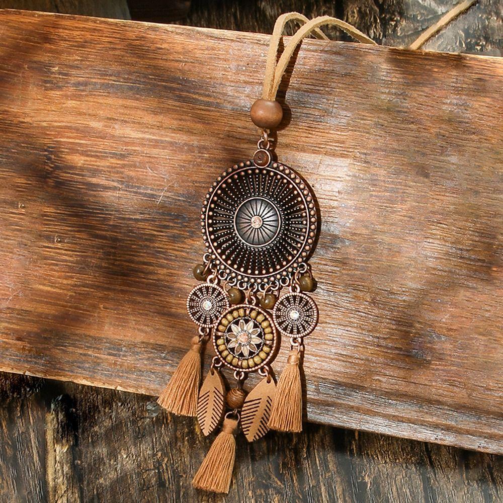 Damen Mode Türkis Muschel Anhänger Elegantes Stammes Halskette Brauner Anhänger Halsketten Schmuck