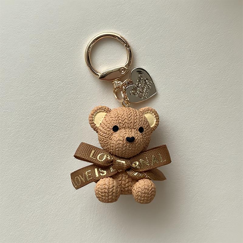 Mignon Ours Assis avec Cravate Pendentif Mode Créatif Pendentif Sac Poupée Charme Sac Cadeau Saint-Valentin Noël Voiture jaune