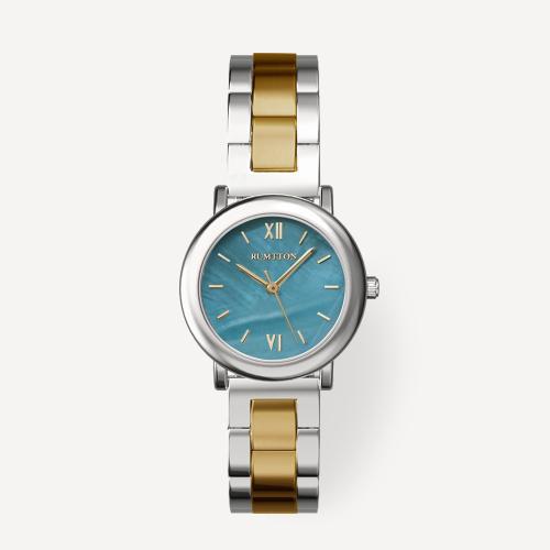 [RUMTTON] RUMTTON Round Blue Mother-of-Pearl Gold Combination Metal Watch Mare One Size
