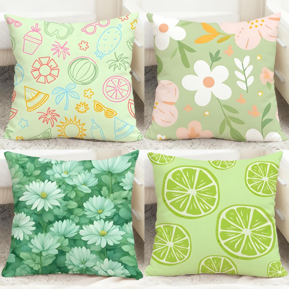 Mint Green Fresh Background Cushion Cover Comfortable Reversible Pillow Cover Ideal for Car Sofa Bedroom Beyond