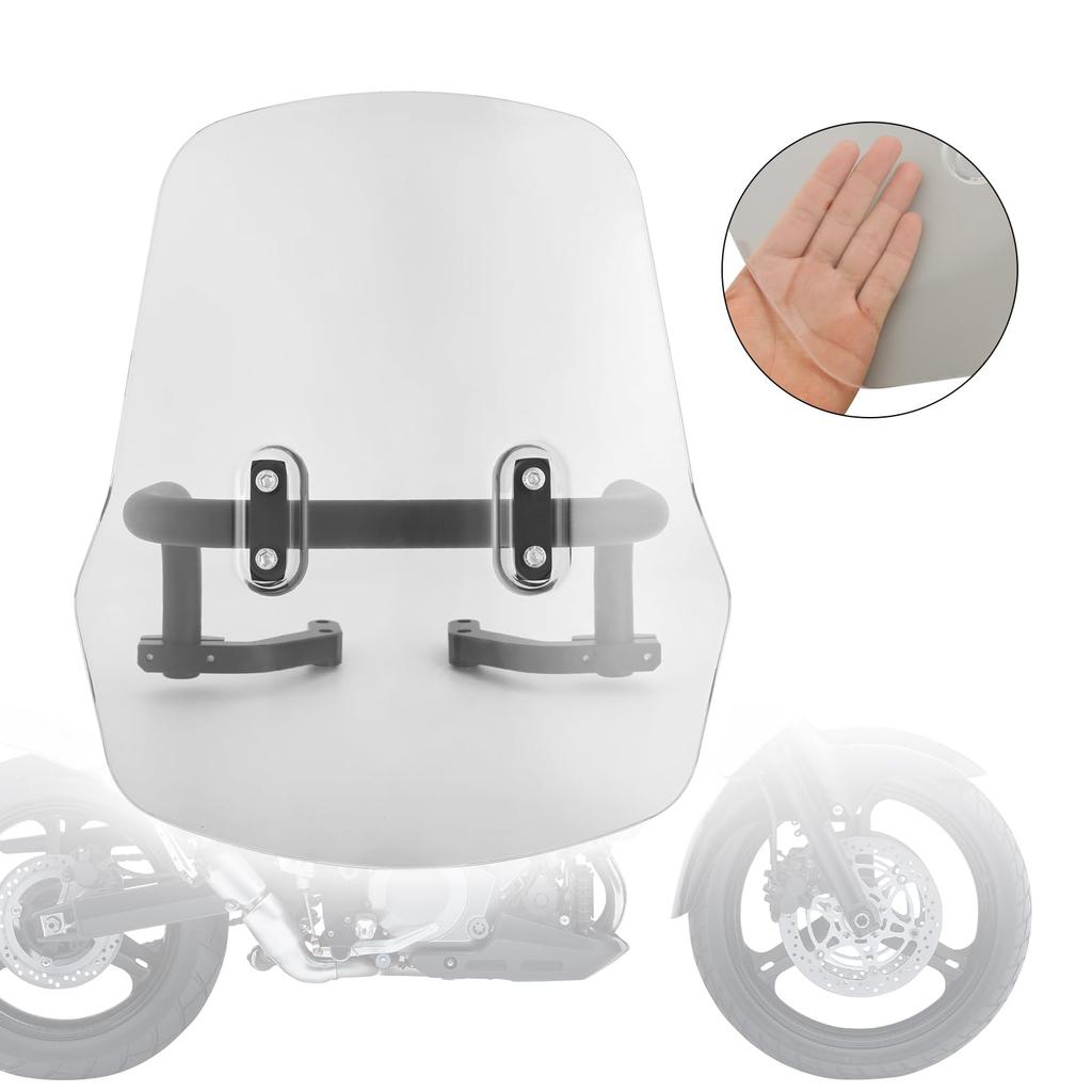 VIPIH Windshield Motorcycle Hunter Cub Screen Applicable for Honda Hunter Cub CT125 Rigid Feel Upside Down Reversible Motorcycle Screen Mount Bar