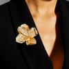1Pcs Women Large Statement Elegant Collar Accessory Luxury Retro 3D Layered Golden Flower Brooch For Party Wedding Daily