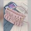 Pink Portable Shoulder Bag Female, Summer New Fashion Versatile Pleated Cloud Chain Messenger Bag Mobile Phone