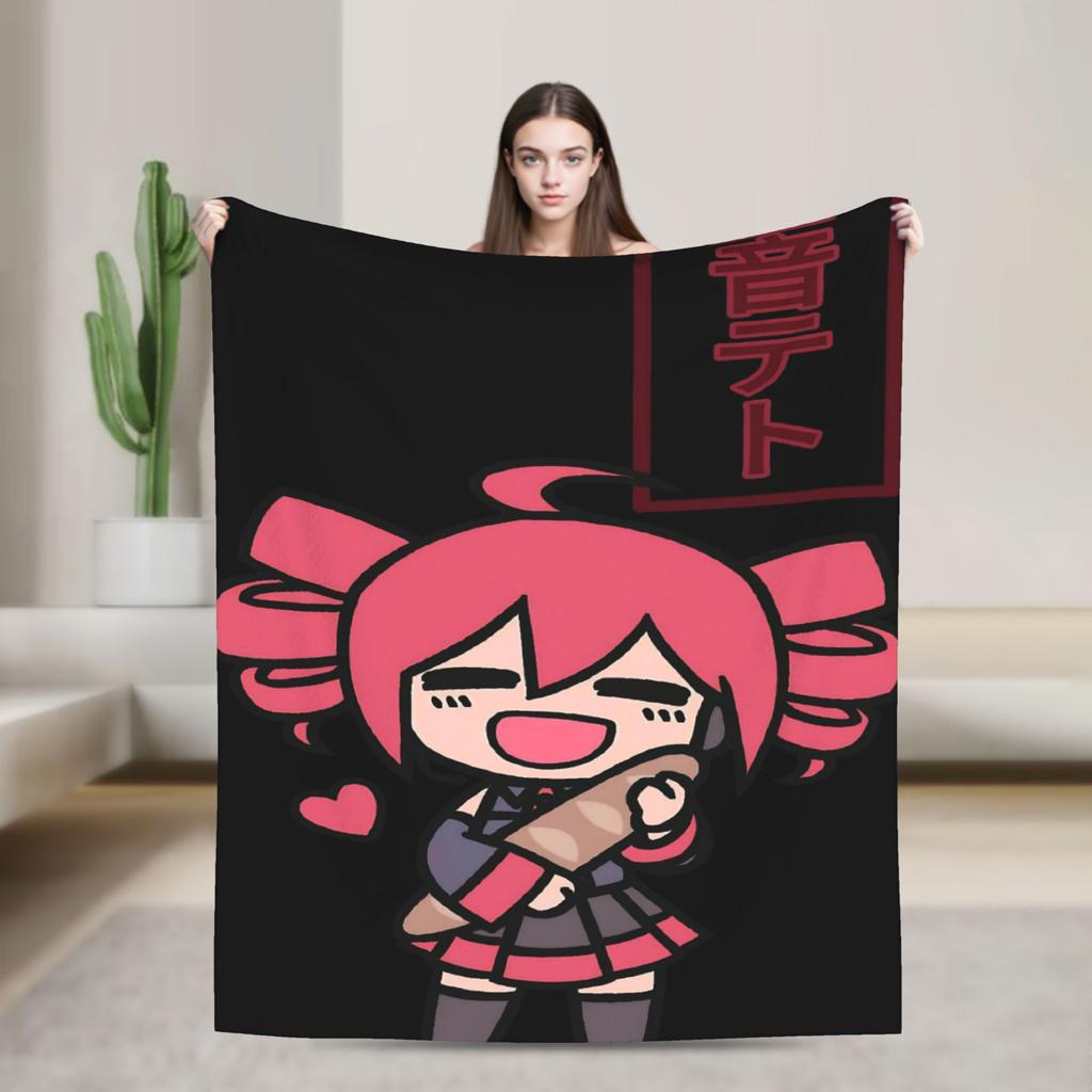 Anime Kasane Teto Flannel Printed Blanket Suitable for All Seasons Suitable for Living Room Office Sofa and Travel 180x250CM