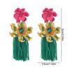 Light Luxury Flower Drop Earrings Tassel Sweet  Earrings Trendy Bohemian Earrings Women  Gift