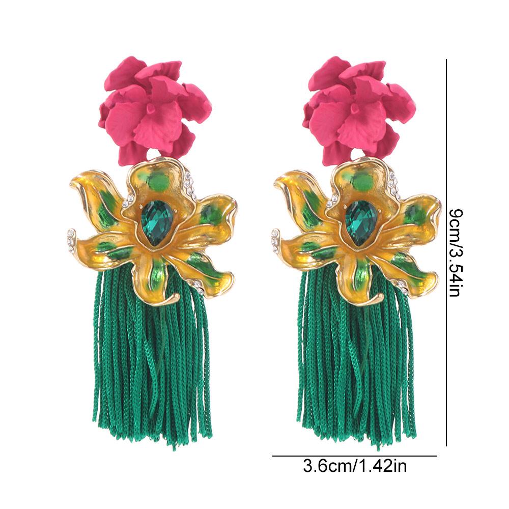Light Luxury Flower Drop Earrings Tassel Sweet Earrings Trendy Bohemian Earrings Women Gift