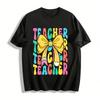 Polka Dot Teacher Pencil Bow Print Casual Top Pure Cotton T-shirt