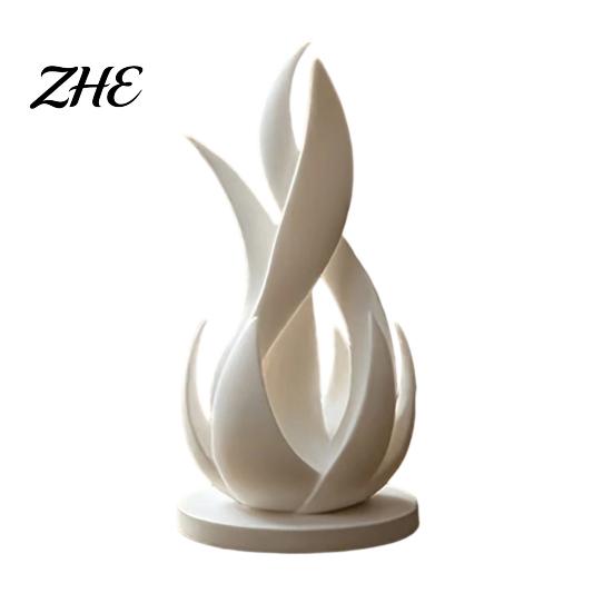 Moderne minimalistische Raumakzente 3D-gedruckte abstrakte Flammen-Skulptur, verdrehte Kunst, anspruchsvolle Home-Office-Dekorationsstatue für Schreibtisch und Regal, kreativ