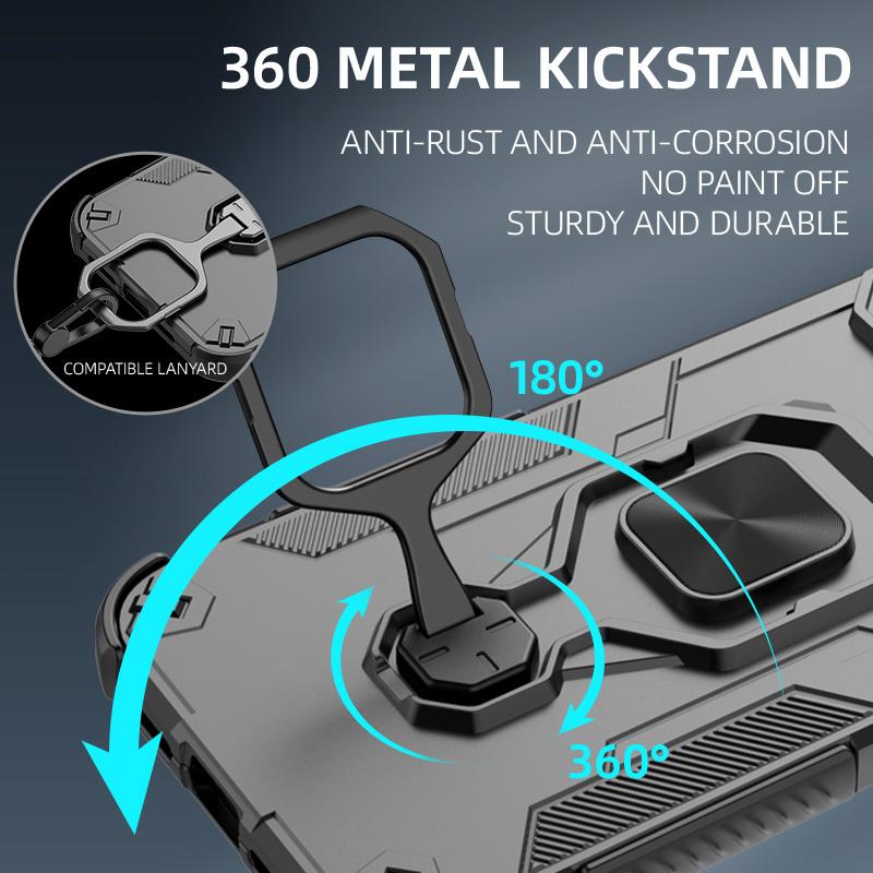 KEYSION Shockproof Armor Case for Redmi 15C 171mm 173mm Silicone+PC Upright Metal Live Ring Stand Phone Cover for Xiaomi POCO C85