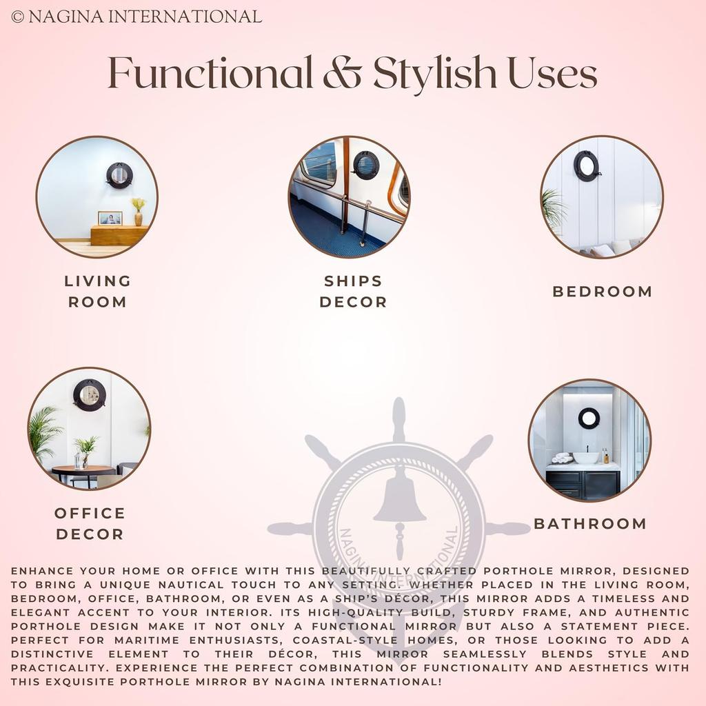 Nagina International 14" Nautical Ship Porthole Mirror with Iron Antique Finish QH5-ESX-IJS