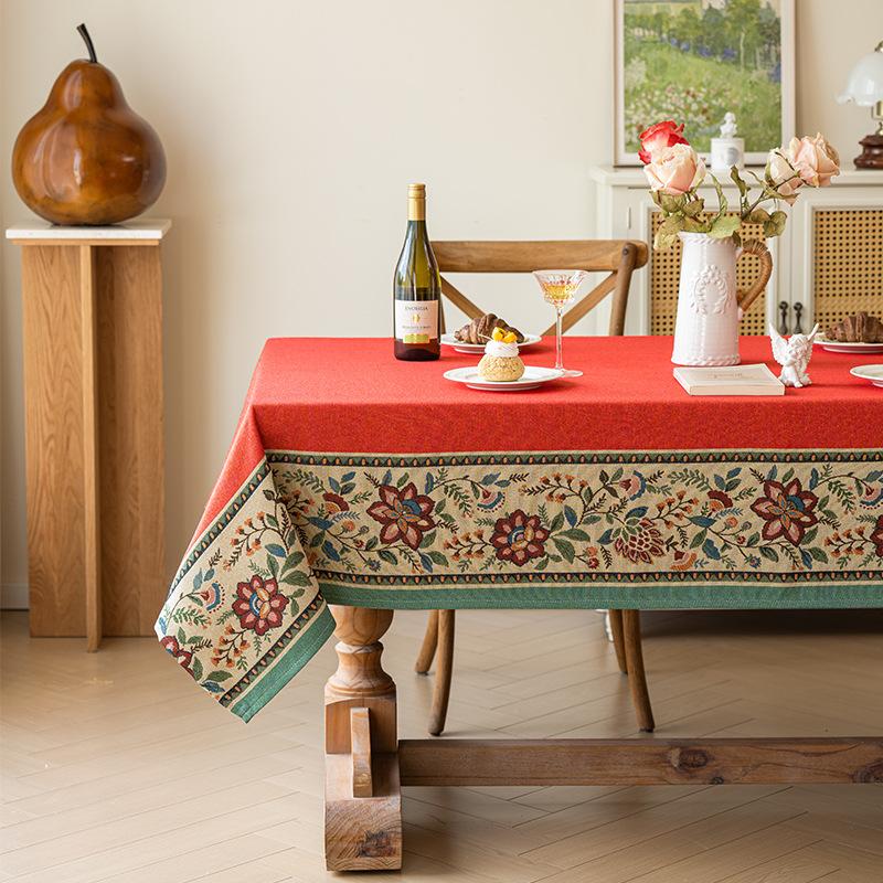 Thick Cotton Linen American Country Farmhouse Style Rectangular Tablecloth