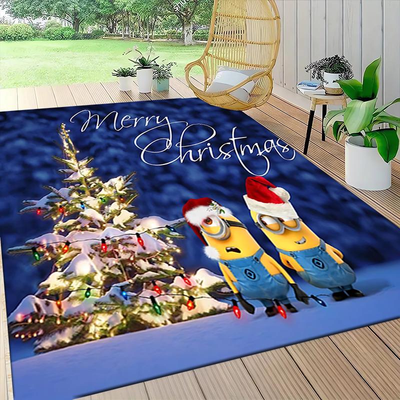 1Pc Christmas Minions Snowscape Carpet Rug Soft Washable Antislip Home Living Room Sofa Mats Personalized Christmas Rug