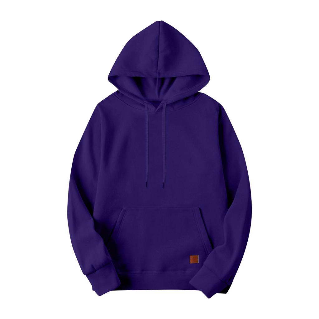Men's Color Hooded Pullover Long Sleeve With Pockets Casual Sports Sweatshirt