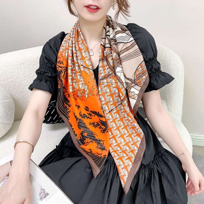 Spring and Autumn New Simulation Silk Ribbon Silk Scarf Women s 90 * 90 Versatile Shawl Decorative Scarf Large Scarf Twill Silk twill silk 90cm