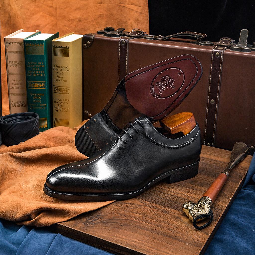 Men's Business Dress Wedding Shoes Trendy Shoes British Pointed Lace-up Men's Leather Shoes Cowhide Shoes