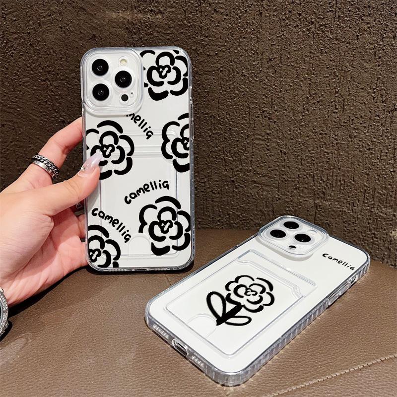 Card Slot Holder Silicone Wallet Pocket Case For Xiaomi Redmi Note 12 13 Honor 200 Smart Oppo A18 A38 A58 Samsung S23 S24 S25 Cover Clear Phone Bumper