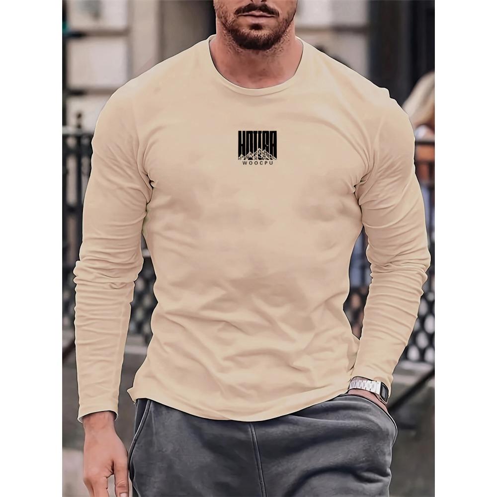 Men's Spring and Autumn Comfortable and Casual Round Neck Long Sleeve T-shirt Top