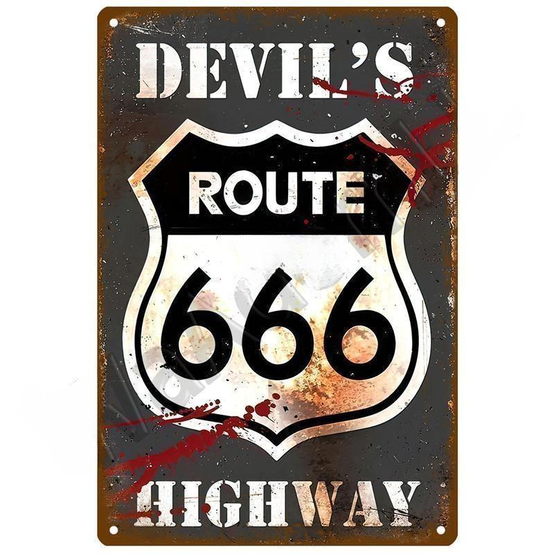 Vintage Route 66 Metal Sign House Plaque Metal Poster Tin Sign Plate Wall Posters Retro Aesthetic Room Decor Wall Art Decoration