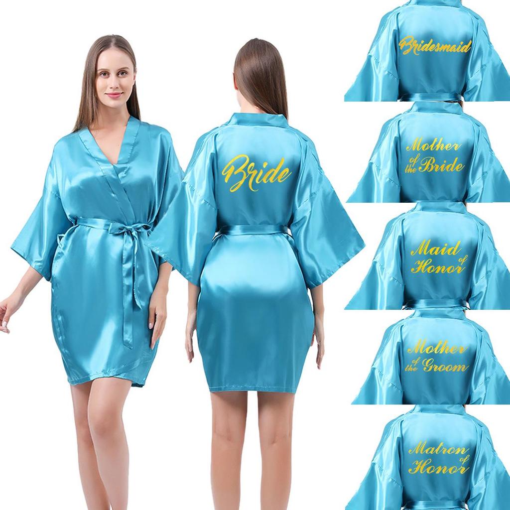Classic Style Silk Bridesmaid & Bride Morning Robe with Hot Stamped Lettering