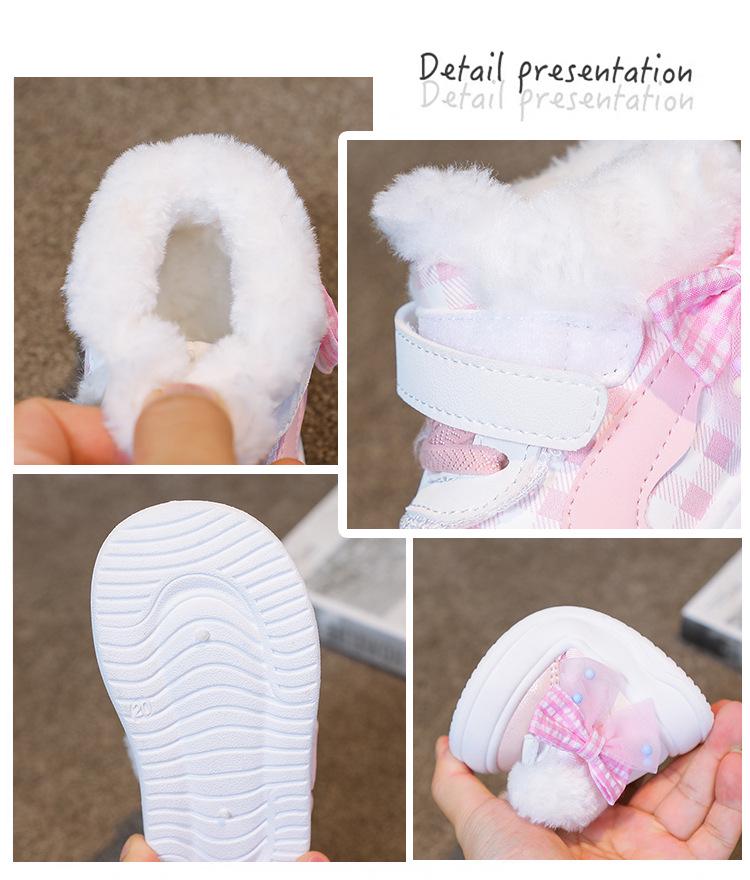 Girls' Warm Cotton Sports Shoes: Cozy Fleece Infant and Toddler Flats