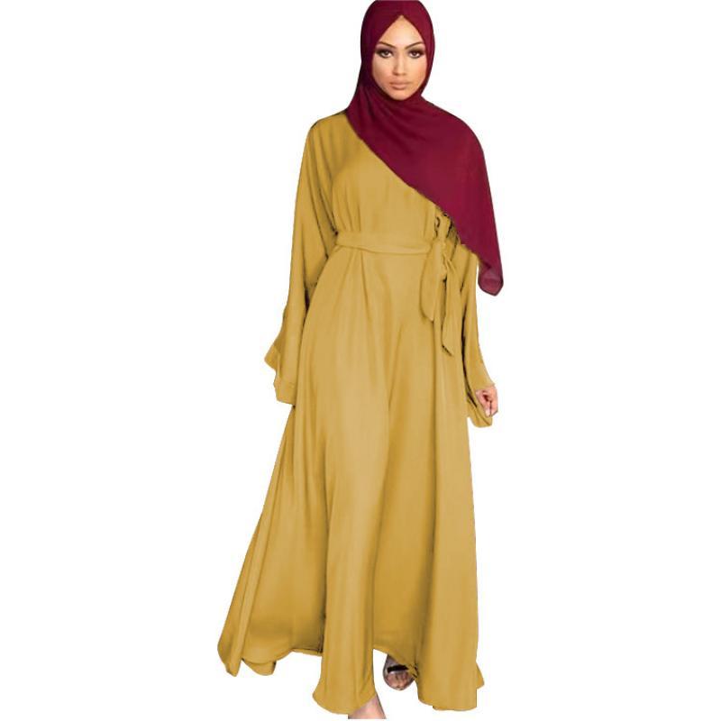 Abaya Women Muslim Long Dress Kaftan Solid Loose Plus Size Middle East Gown Jubah Baju Muslim Baju Raya [excluding Headband]