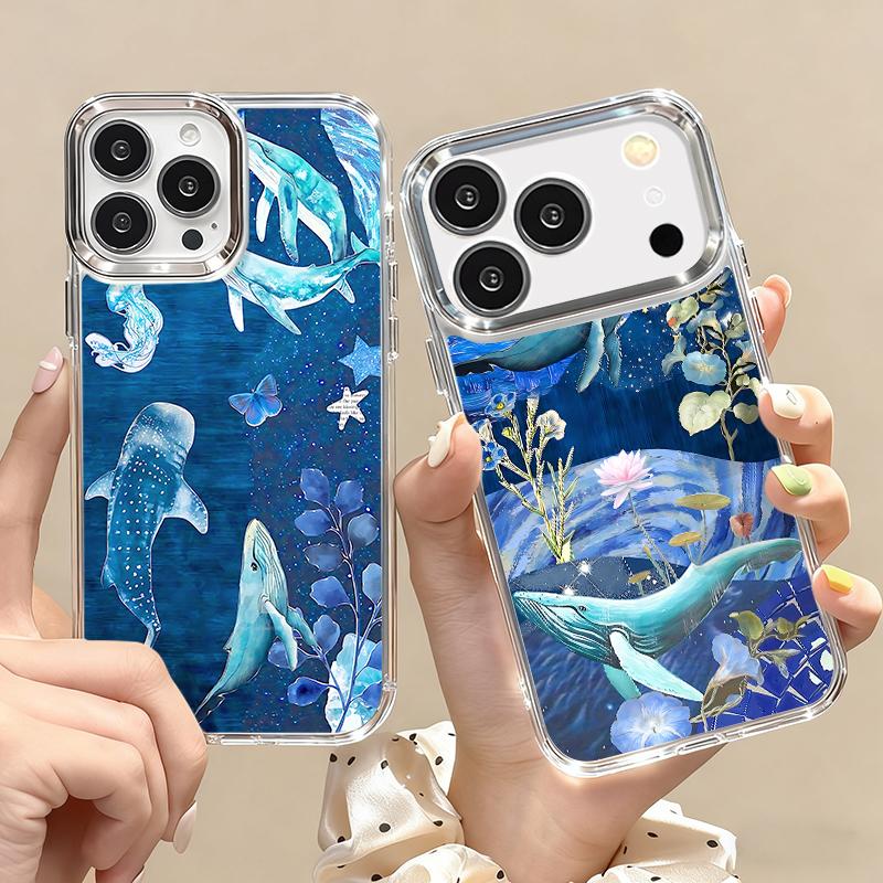 For iPhone 17 Pro Max Case Blue Giant Whale Ocean Pattern Soft Silicone Cover For Funda iPhone 16 Pro Max 15 14 13 12 11 17 Air