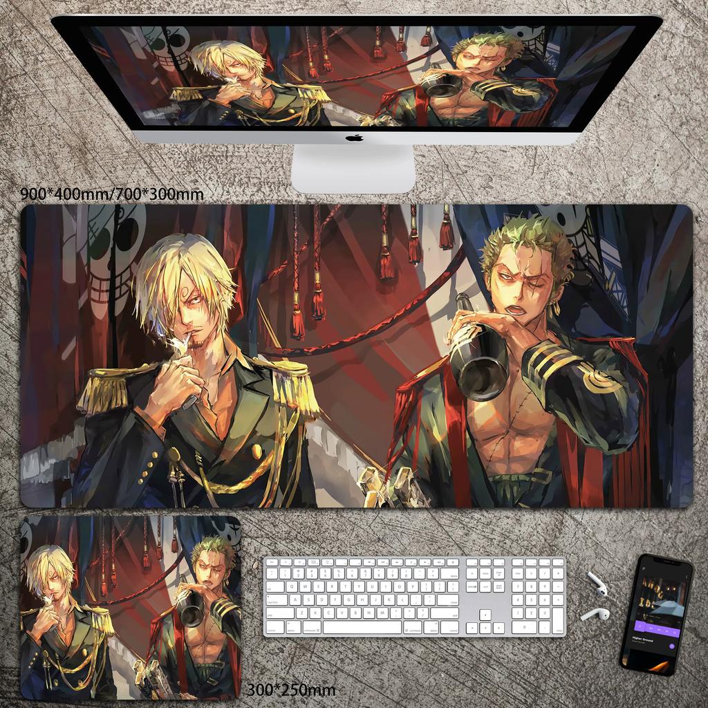 Hohe Auflösung ONE PIECE Leder-Mauspad Luffy Schreibtisch-Pad Rutschfest Wasserdichtes Mauspad Übergroß Jungen Animation E-Sport Spiel Tastatur-Pad