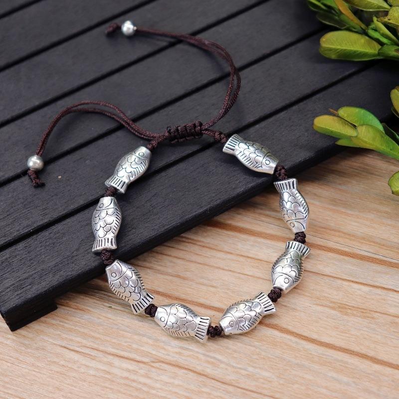 Hand-woven bracelets, retro and versatile for men and women, adjustable bracelets, small fish butterfly bracelets, accessories.