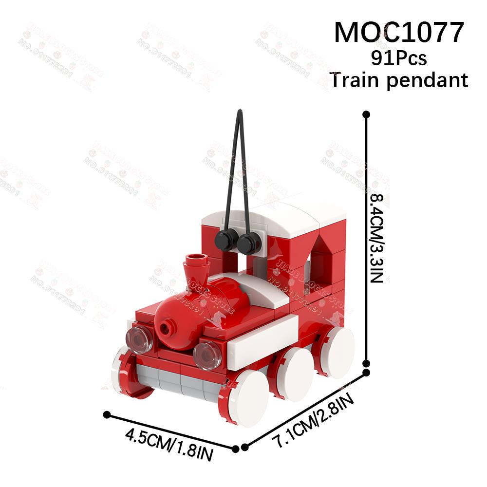 Christmas Pendant MOC Building Blocks Creative Wreath Snowflake Penguin Santa Claus Decorations Model DIY Assembly Toys For Kids