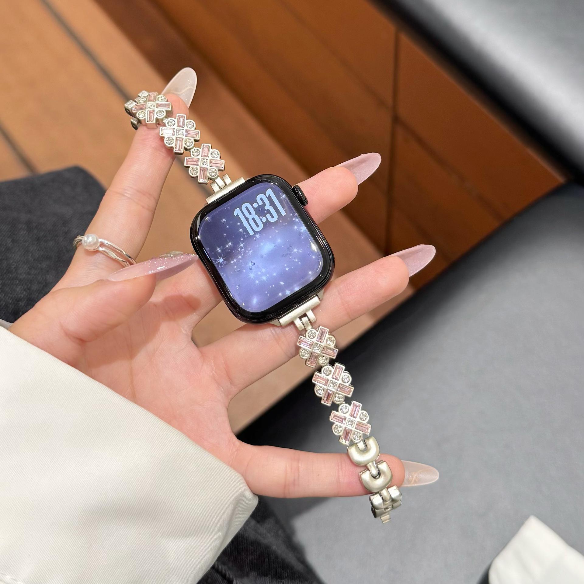 

Fireworks Diamond Metal Watch Band for Apple Watch SE Series 1-10 Huawei 22mm колір зоряного світла/білий