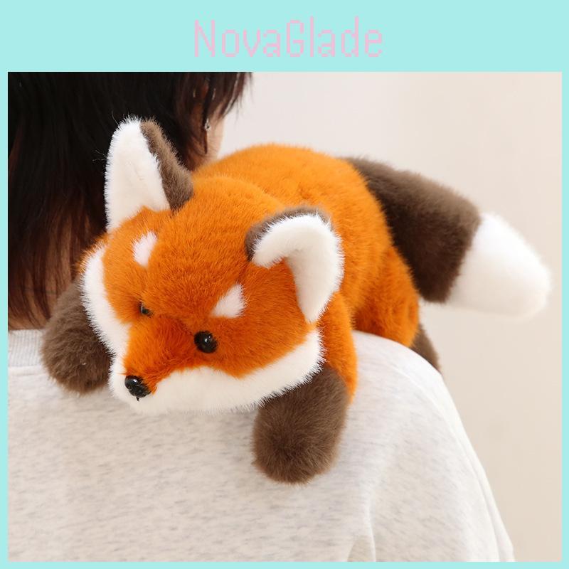 Plush Fox Animal Toy With Prone Posture Design For Girls Gift And Bed Decor