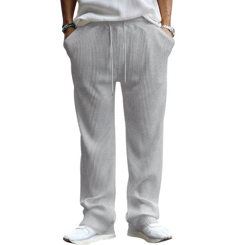Spring and Autumn Men's Casual Trousers Loose Straight Pants Vertical Striped Medium High Waist Wide Leg Pants Men's