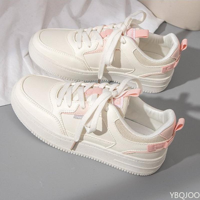 Ladies thick soled white Shoes Summer new fashion Sneakers Trendy lace up casual shoes Comfort breathable women's board shoe