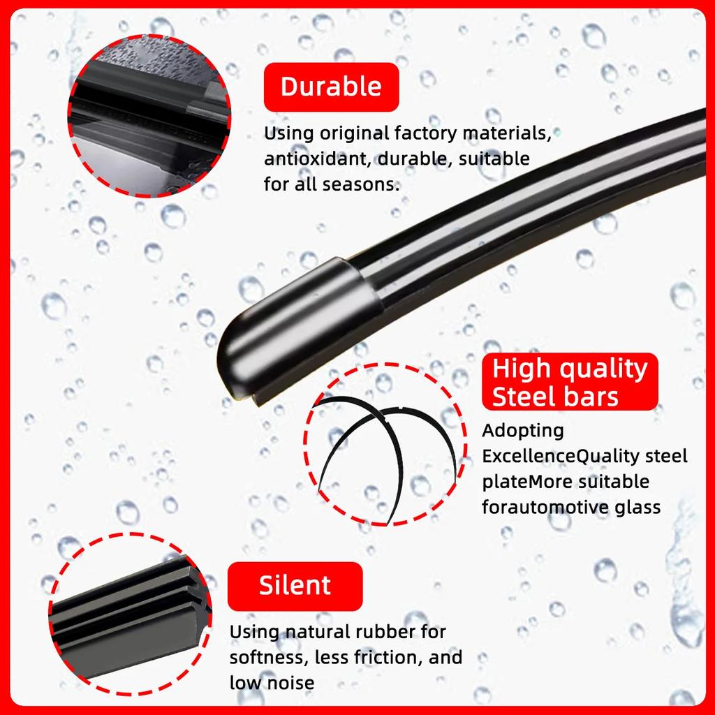 Universal U-Type Soft Rubber Frameless Wiper Blades for Car Windshields | 14''-26'' Sizes Available