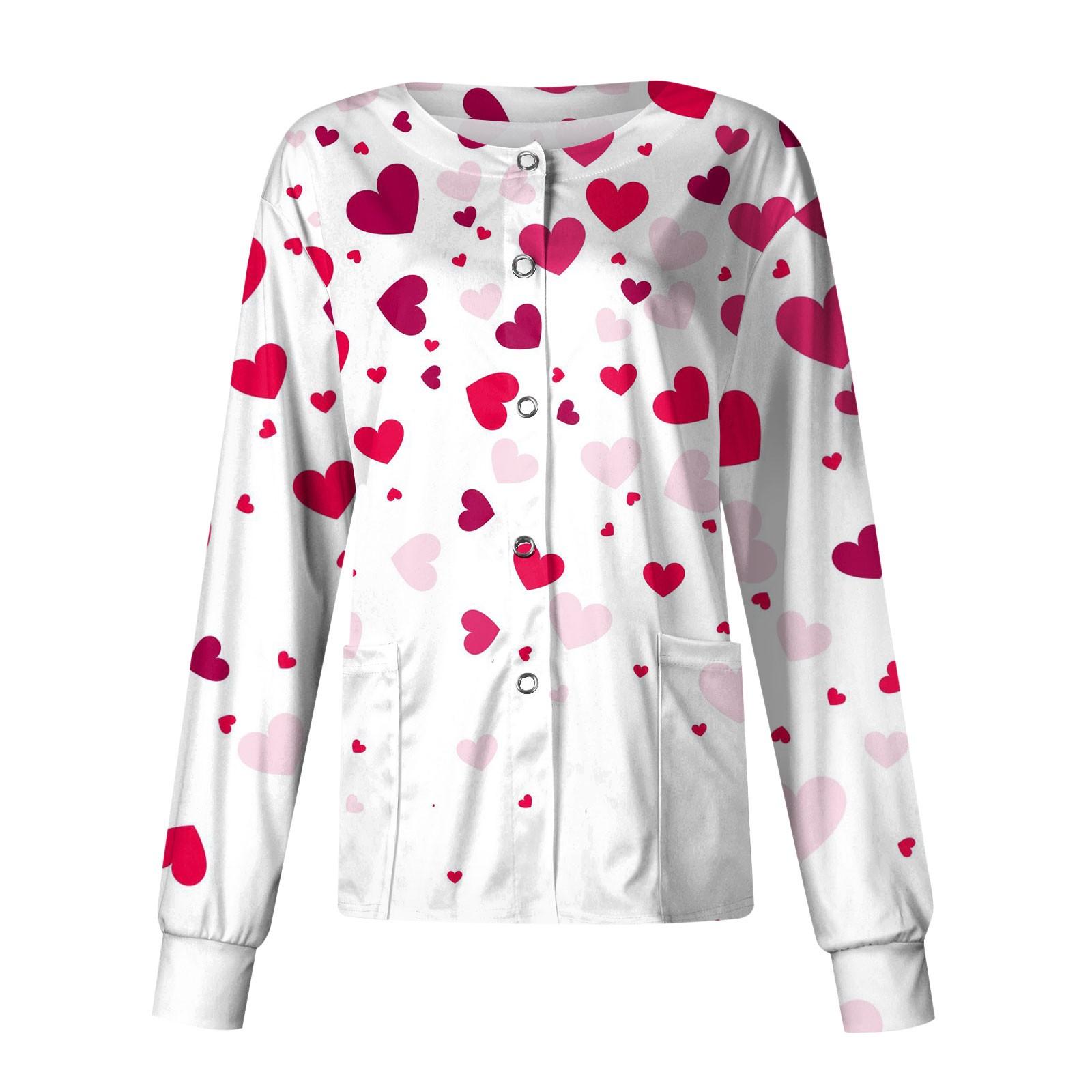 

Женский повседневный однобортный однобортный костюм с длинными рукавами и принтом на День святого Валентина, топ-кардиган L белый