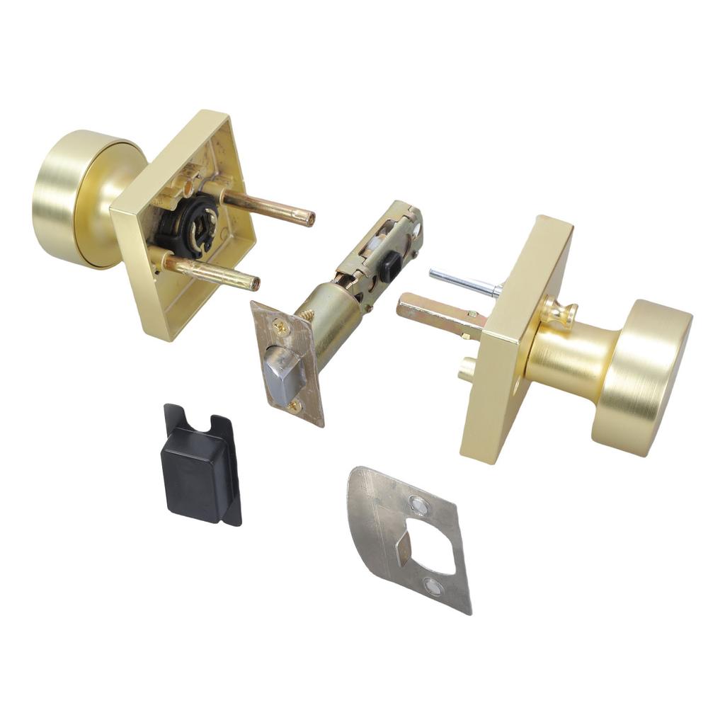 Practical Gold Door Knobs Interior Portable Sturdy Passage Hall Closet Satins Brass Finish for Modern Homes Use