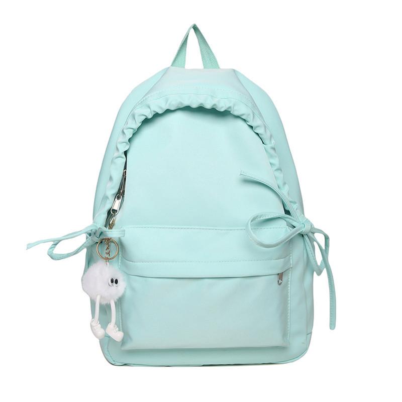 Simple Color Solid Lace Bow Design Student Backpack For School And Use Daily