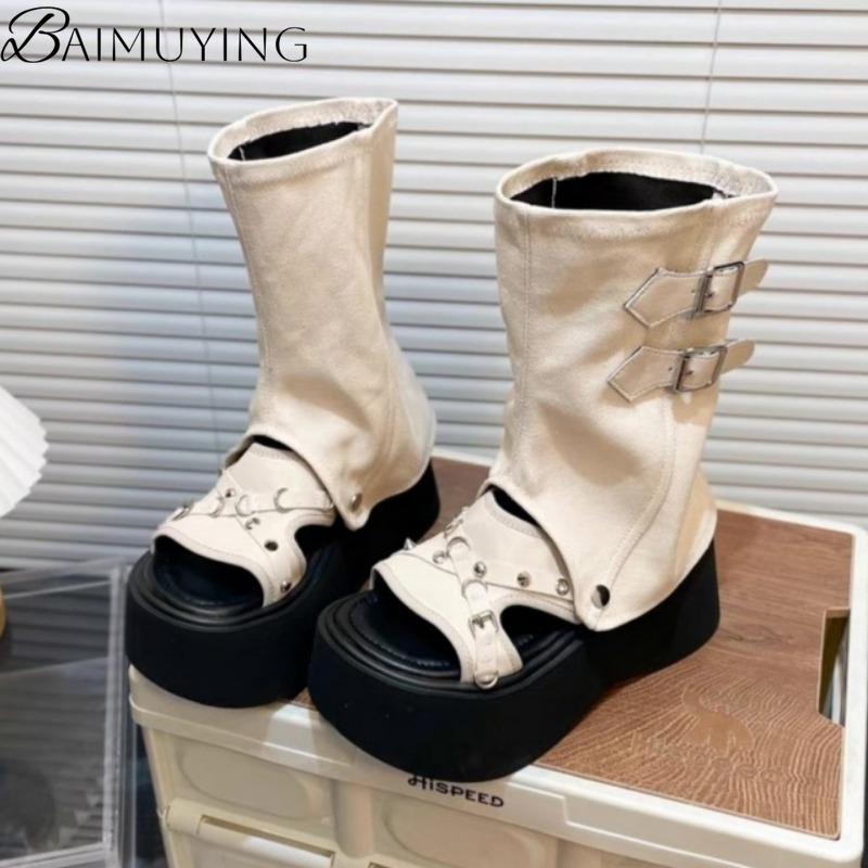 Fashion Platform Flat Sandals Women Slippers Cowboy Summer Boots Wedges Casual Shoes 2025 High Top Designer Open Toe High Heels Shoes