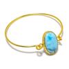 Republic Larimar Gemstone 925 Sterling Silver Cuff Bangle Adjustable GK-6166