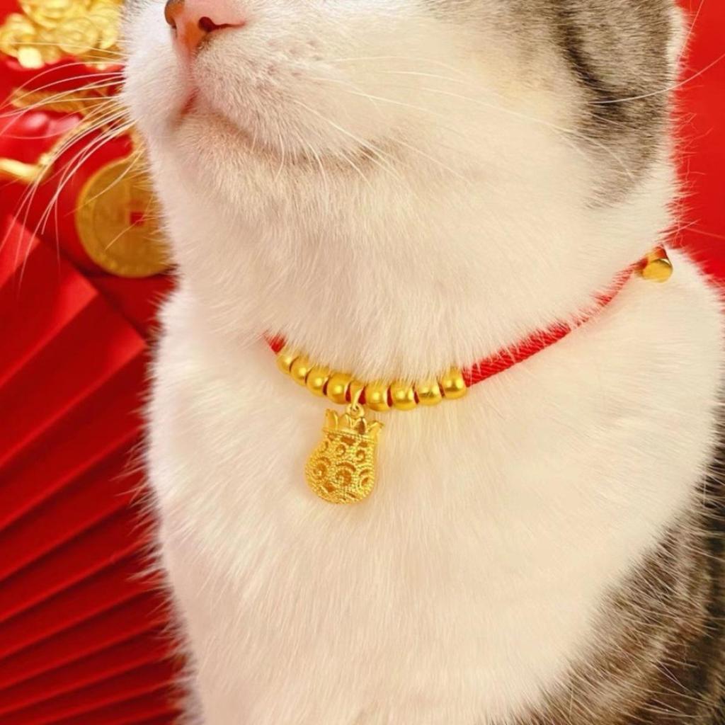 Pet New Year Collar: Adjustable Longevity Lock Necklace for Cats & Small Dogs